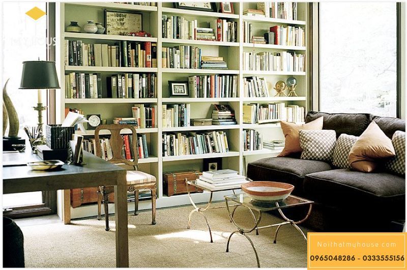 Phòng đọc sách thiết kế theo phong cách phương Tây ấn tượng