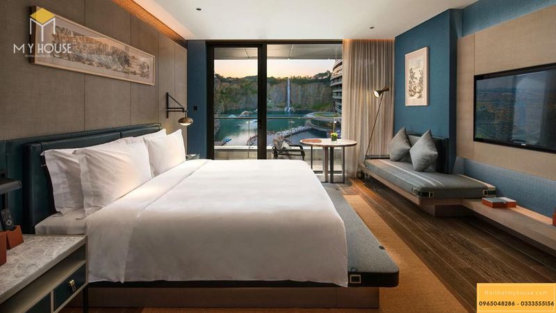 Nội thất phòng ngủ đôi với tông màu xanh ấn tượng - M2
