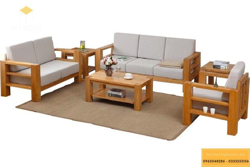 Bàn ghế sofa gỗ tự nhiên thiết kế hiện đại cao cấp - Mẫu 25