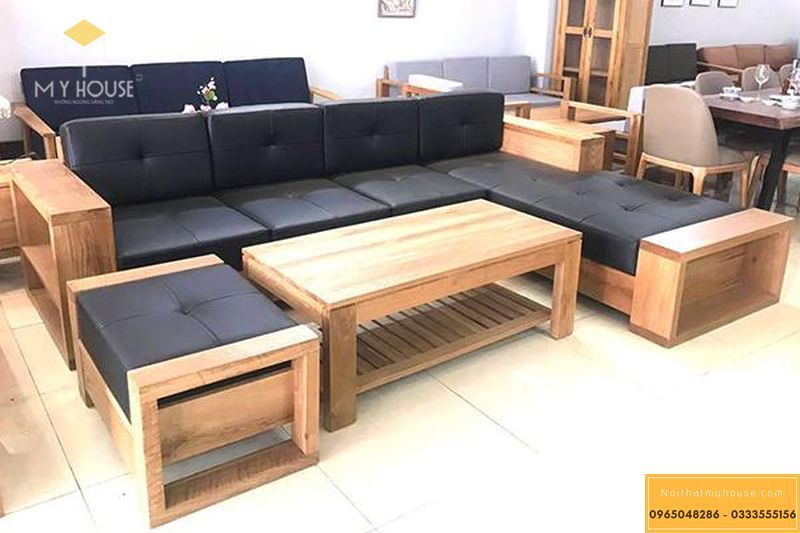 Bàn ghế sofa gỗ tự nhiên thiết kế hiện đại cao cấp - Mẫu 24