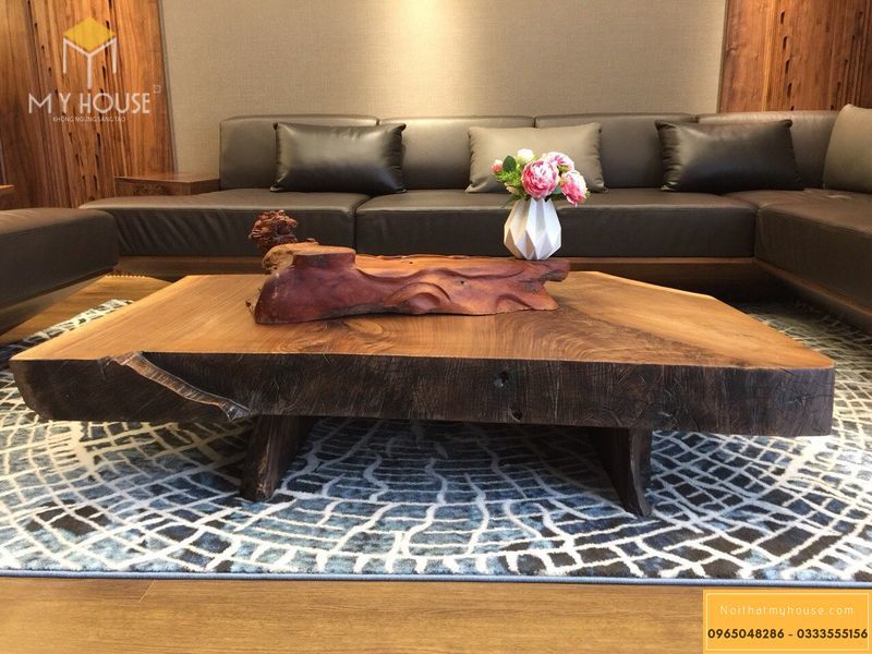 Bàn ghế sofa gỗ tự nhiên thiết kế hiện đại cao cấp - Mẫu 7