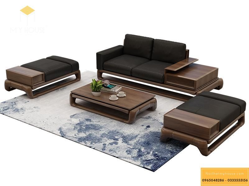 Bàn ghế sofa gỗ tự nhiên thiết kế hiện đại cao cấp - Mẫu 5