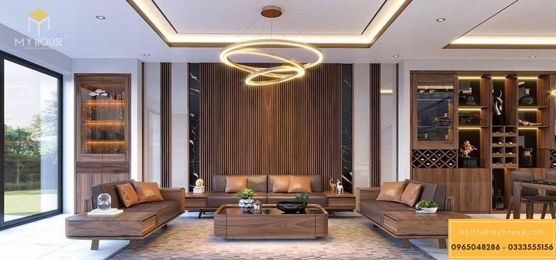 Bàn ghế sofa gỗ tự nhiên thiết kế hiện đại cao cấp - Mẫu 1