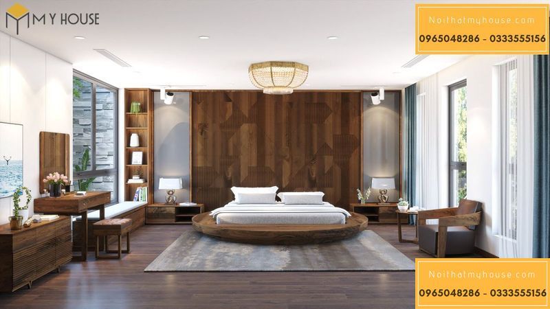 Mẫu giường phòng cưới gỗ tự nhiên - M2