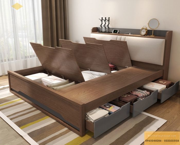 Mẫu thiết kế giường ngủ thông minh - M1