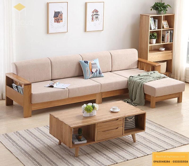 Mẫu sofa gỗ nệm vải,nỉ cao cấp - M5