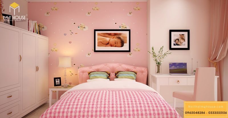 Trang trí phòng ngủ bằng giấy dán tường