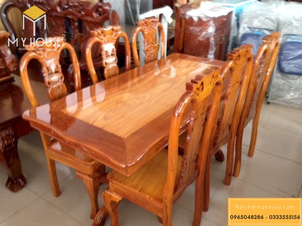 Bộ bàn ăn 6 ghế gỗ gõ đỏ -3
