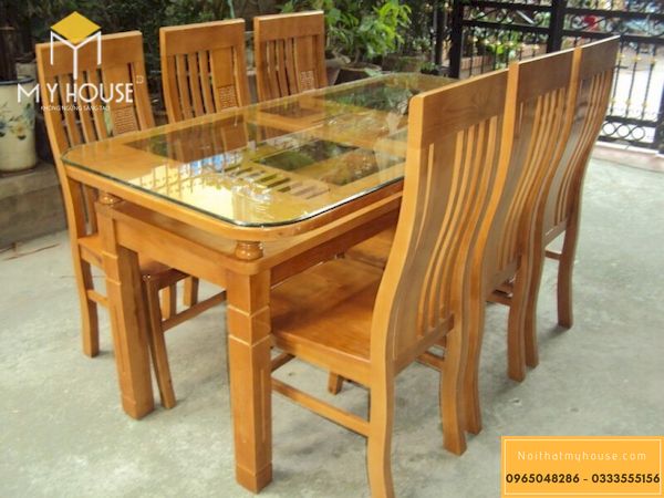 Bộ bàn ăn 6 ghế gỗ sồi -3