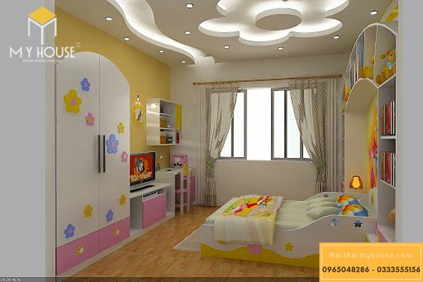 Trần thạch cao phòng ngủ trẻ em - Mẫu 2