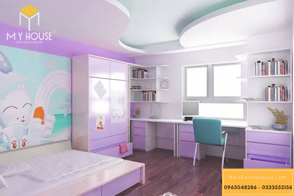 Trần thạch cao phòng ngủ trẻ em - Mẫu 12