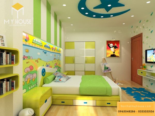 Trần thạch cao phòng ngủ trẻ em - Mẫu 8