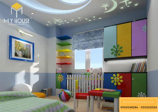 Trần thạch cao phòng ngủ trẻ em - Mẫu 9