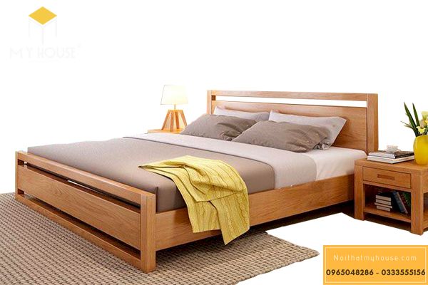Giường gỗ sồi Mỹ - Mẫu 3