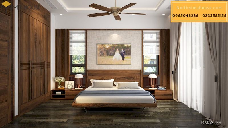 Mẫu thiết kế nội thất phòng ngủ hiện đại 15m2 - 20m2 gỗ tự nhiên