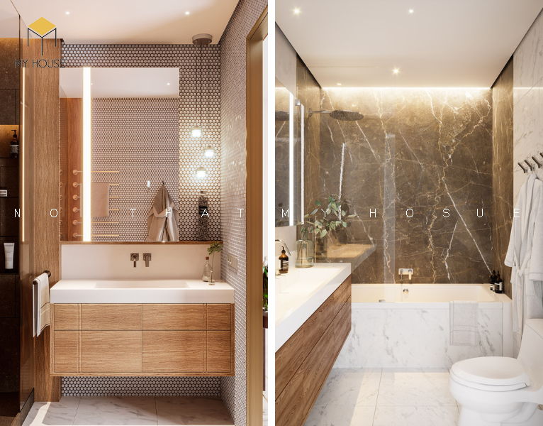 Thiết kế nội thất chung cư 55m2 cá tính phòng tắm và vệ sinh
