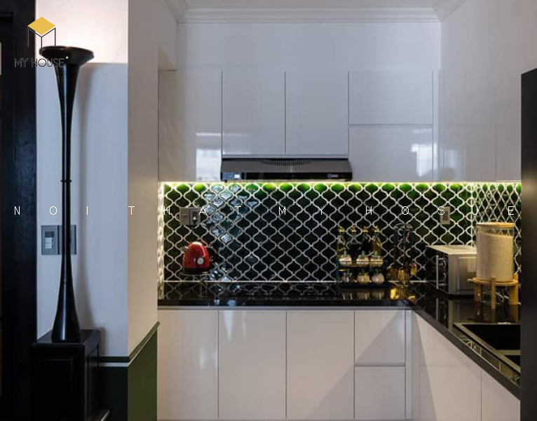 Thiết kế nội thất chung cư 55m2 phong cách indochine - phòng bếp
