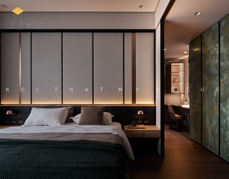 Thiết kế nội thất chung cư 55m2 phong cách luxury - phòng ngủ Master