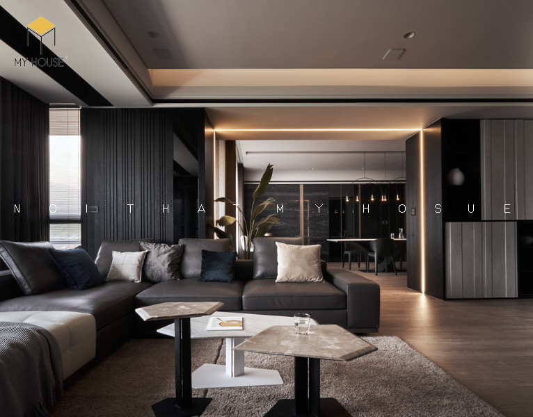 Thiết kế nội thất chung cư 55m2 phong cách luxury - phòng khách