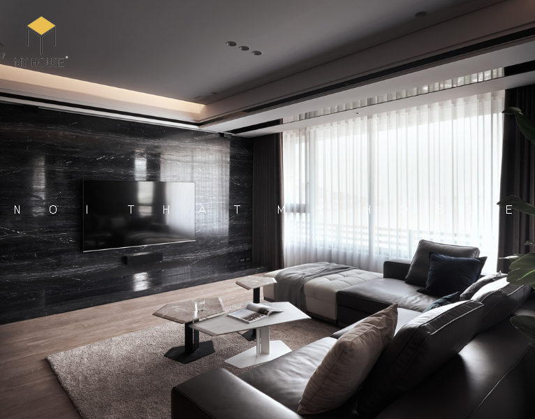 Thiết kế nội thất chung cư 55m2 phong cách luxury - phòng khách view 2