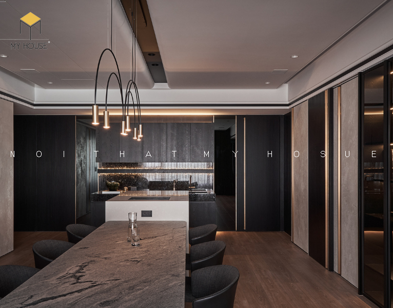Thiết kế nội thất chung cư 55m2 phong cách luxury - phòng bếp