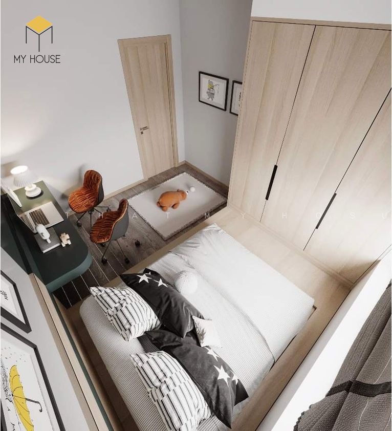 Thiết kế nội thất chung cư 65m2 2 phòng ngủ đơn giản