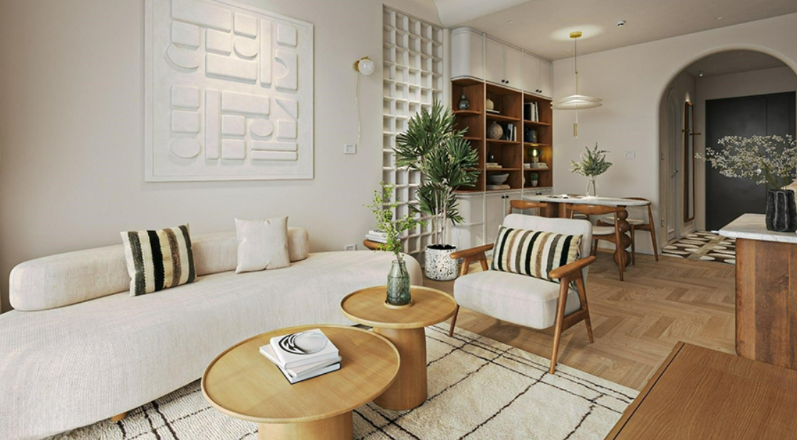 Mẫu thiết kế nội thất đẹp hiện đại cho phòng khách chung cư