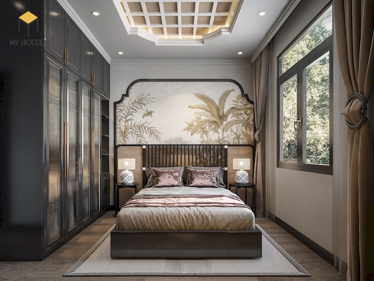 thiết kế nội thất chung cư phong cách Indochine tại Bắc Ninh
