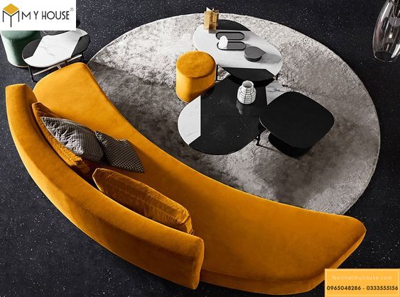 Sofa cong màu cam trẻ trung, hiện đại