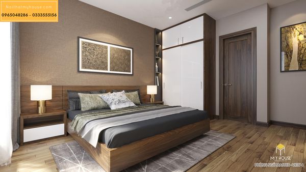 Thiết kế nội thất phòng ngủ gỗ óc chó - hình 9