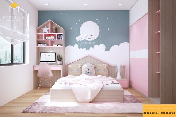 Thiết kế phòng ngủ nhỏ 10m2 cho bé gái - mẫu 9