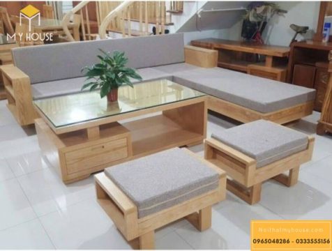 Sofa góc gỗ sồi 20