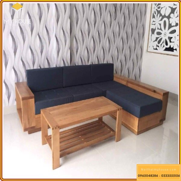 Sofa góc gỗ sồi