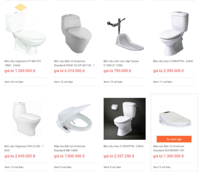 Giá nội thất nhà vệ sinh
