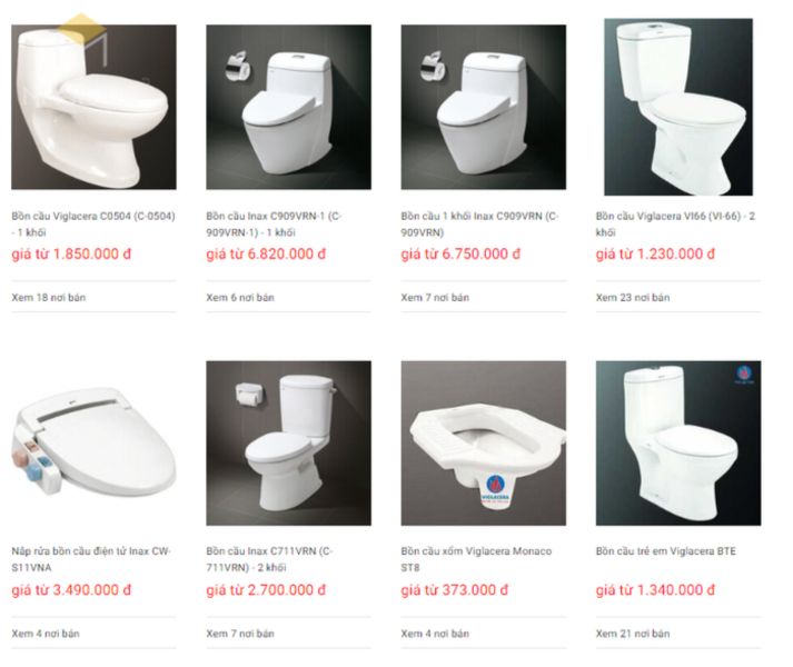 Giá nội thất nhà vệ sinh