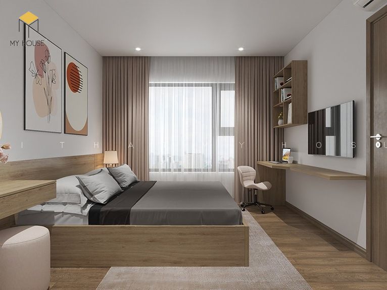 Thiết kế nội thất chung cư 64m2 phòng ngủ hiện đại