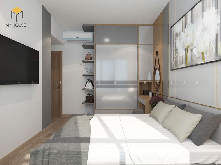 Thiết kế nội thất chung cư 64m2 phòng ngủ hiện đại