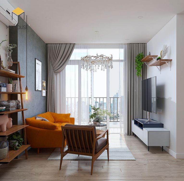 Thiết kế nội thất chung cư 64m2 đơn giản