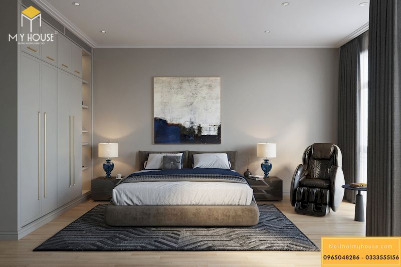Mẫu thiết kế nội thất biệt thự song lập Vinhomes Harmony - Thiết kế phòng ngủ đơn giản và tinh tế