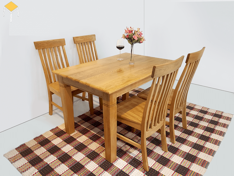 bàn ăn gỗ sồi 4 ghế cho không gian nhỏ