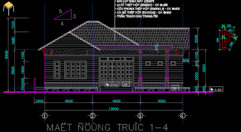 File cad Biệt thự 1 tầng