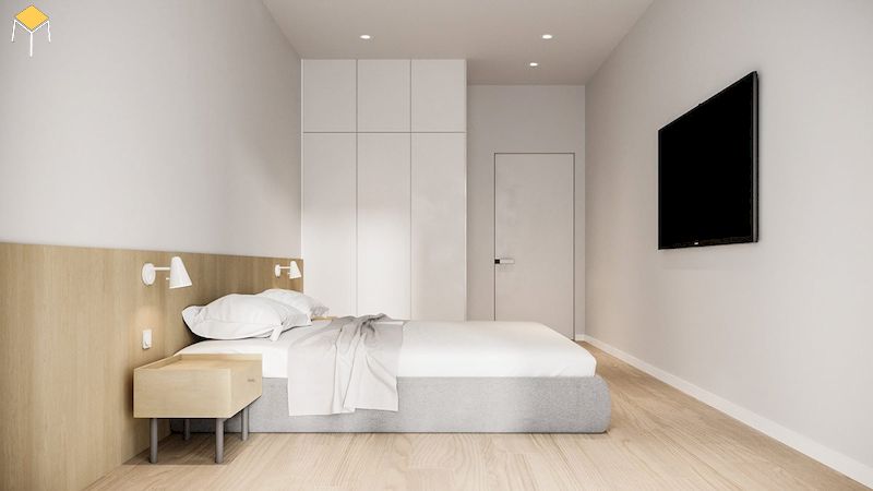 Mẫu phòng ngủ đẹp cho nữ màu trắng phong cách tối giản