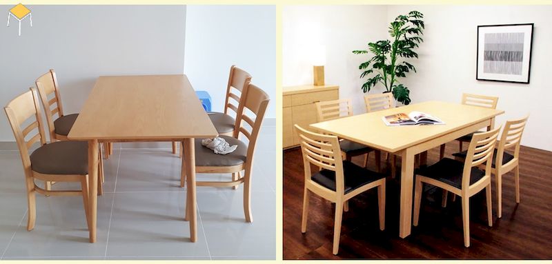 Các mẫu bàn ghế ăn gỗ công nghiệp đẹp hiện đại 4 ghế và 6 ghế