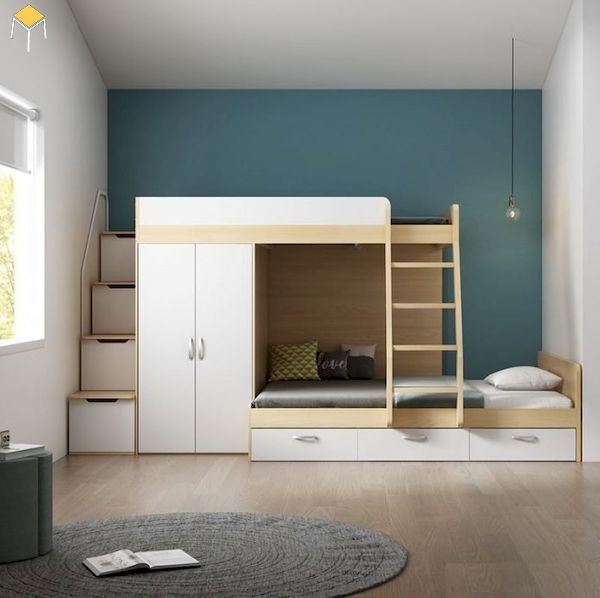Điểm nhấn của thiết kế giường tầng kết hợp tủ quần áo thông minh