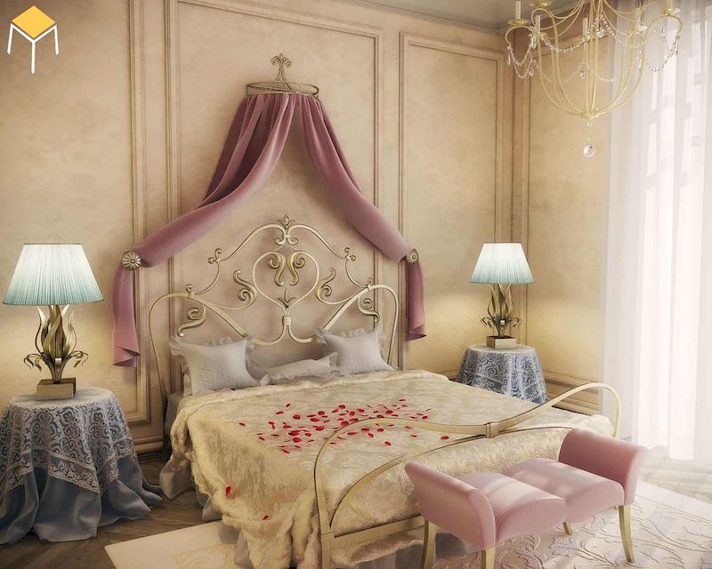 Mẫu decor trang trí phòng ngủ vintage tân cổ điển