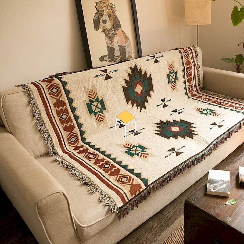 Sofa kết hợp chăn thổ cẩm đẹp