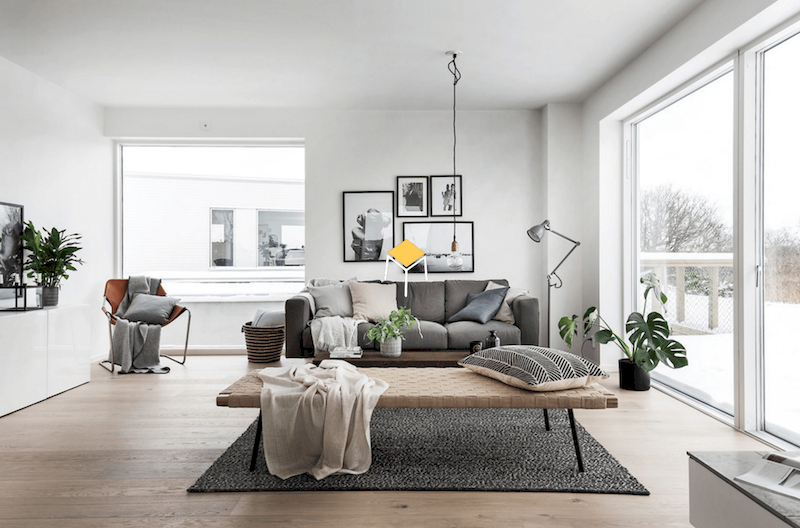Sofa phong cách Bắc Âu chất liệu nỉ, vải