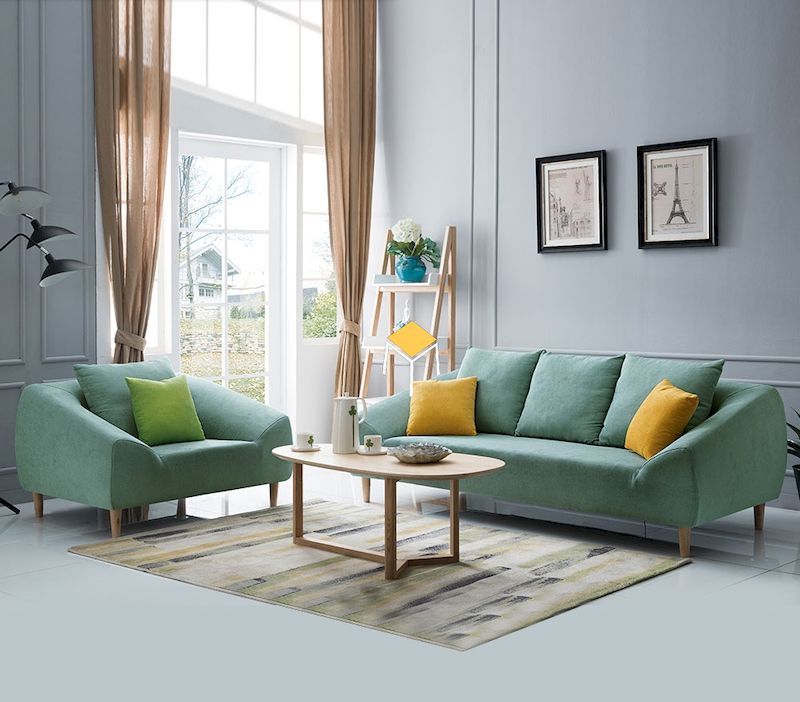 Mẫu bàn ghế sofa phong cách Bắc ÂU màu xanh nổi bật, trẻ trung