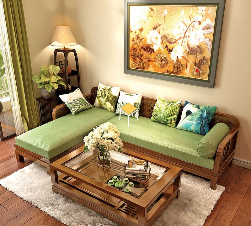 Sofa khung gỗ tự nhiên phong cách Đông Dương