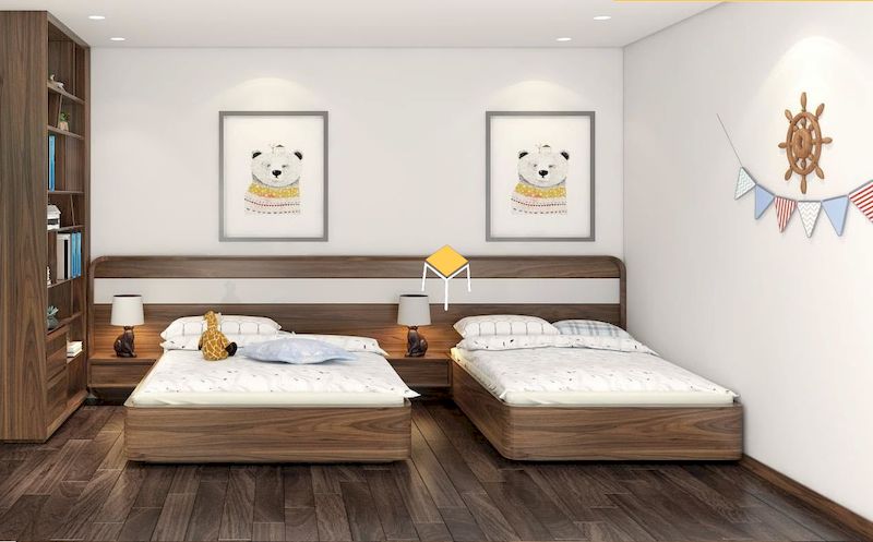 Nội thất phòng ngủ gỗ óc chó - tab đầu giường gỗ óc chó